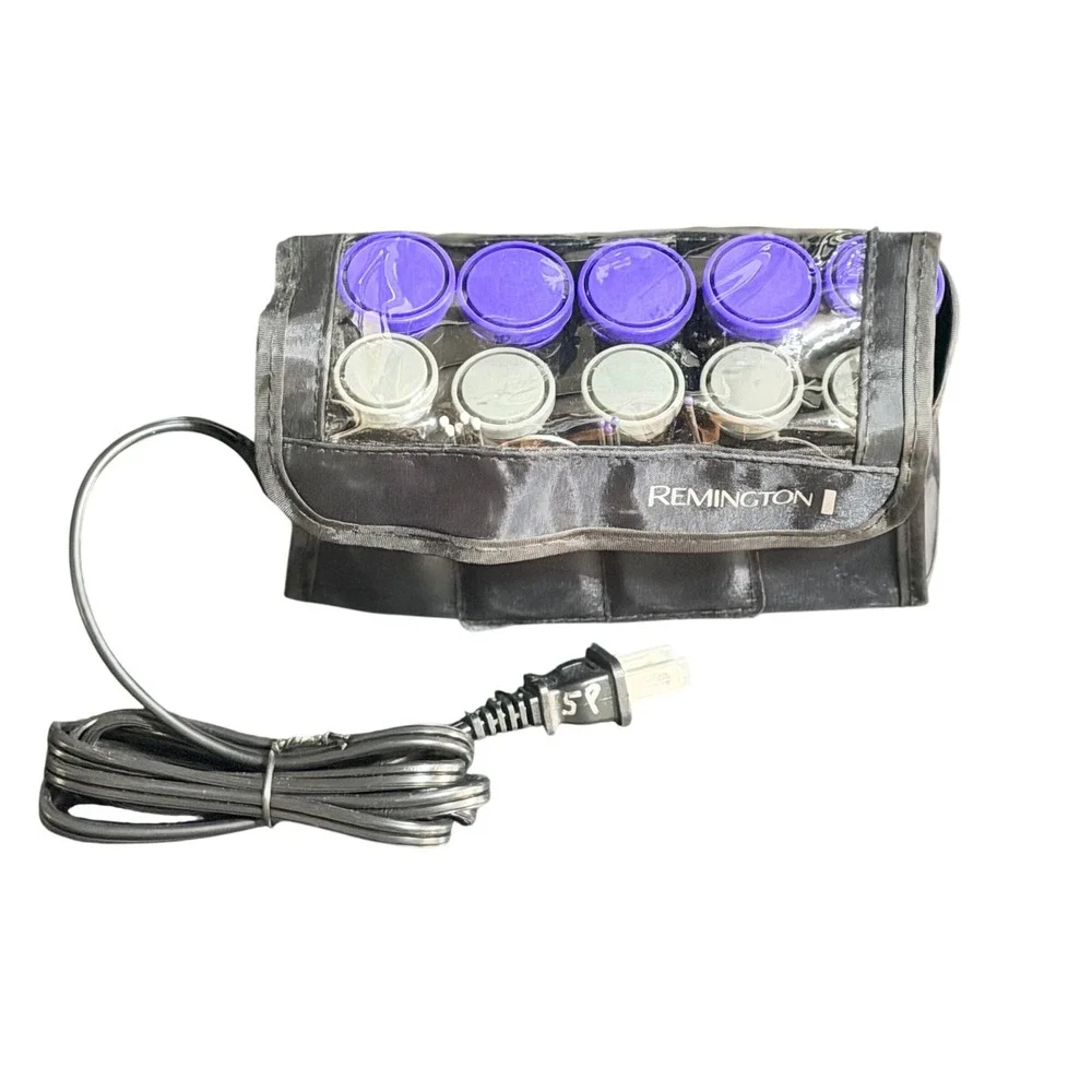 Remington H1015 Compact Ceramic Hair Roller Set 10pc Travel Size Purple Gray